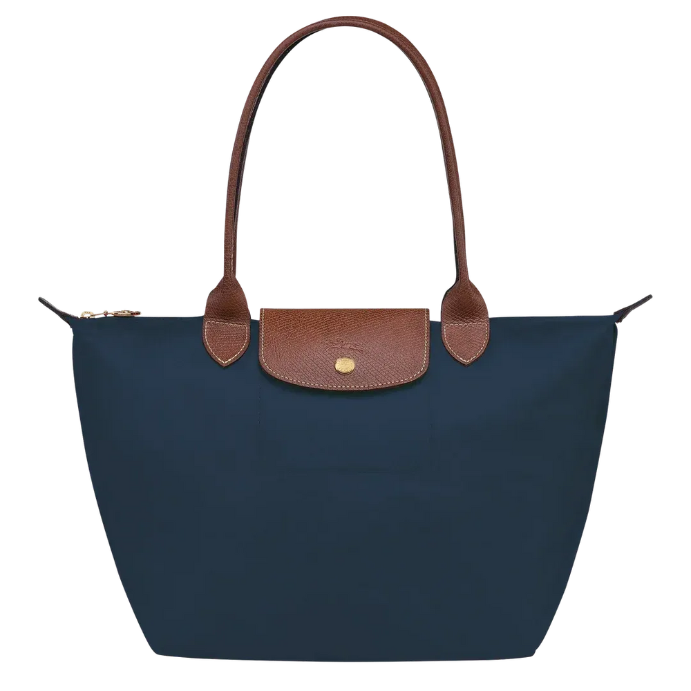 Large foldable canvas tote bag navy