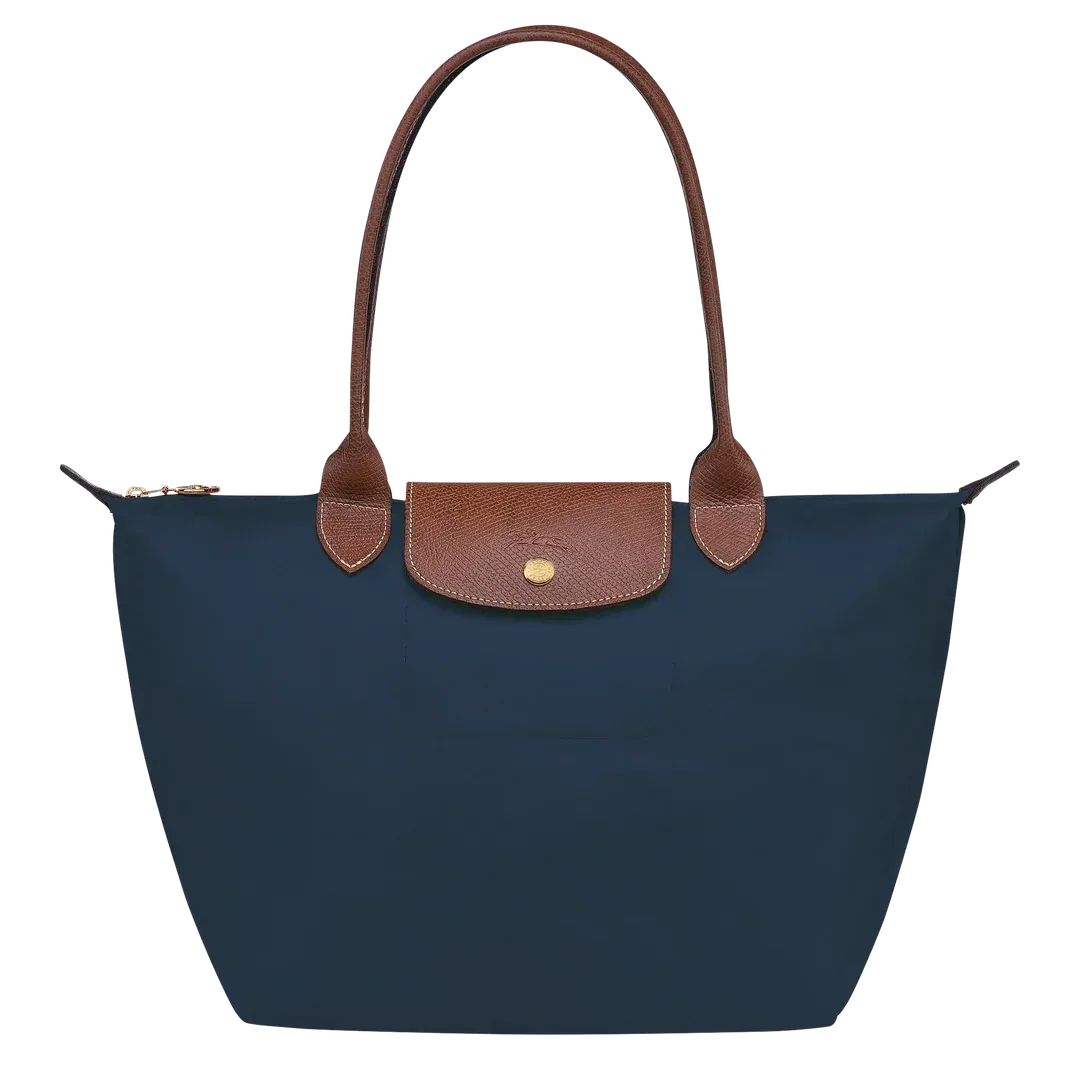 Large foldable canvas tote bag navy