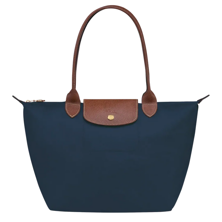 Large foldable canvas tote bag navy