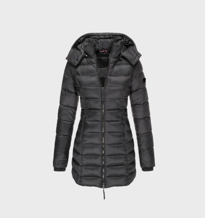 Black long hooded coat with soft lining