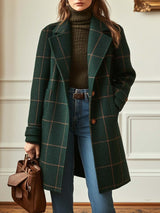 Women's Retro Tweed Check Lapel Coat