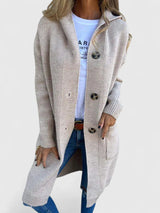 Longline Button Cardigan with Pockets