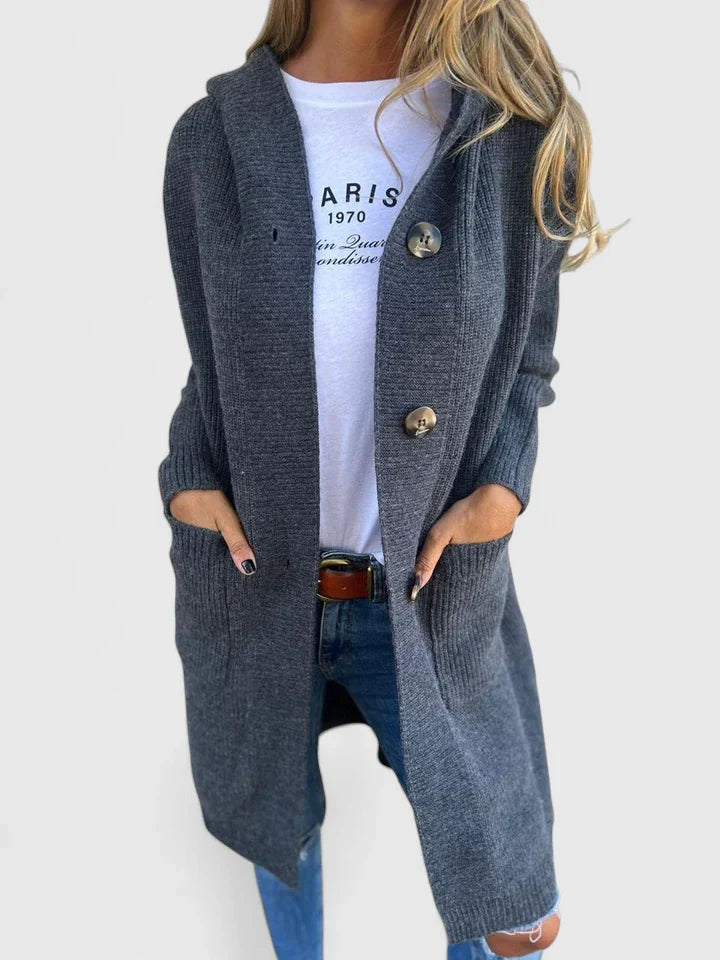 Longline Button Cardigan - Gray