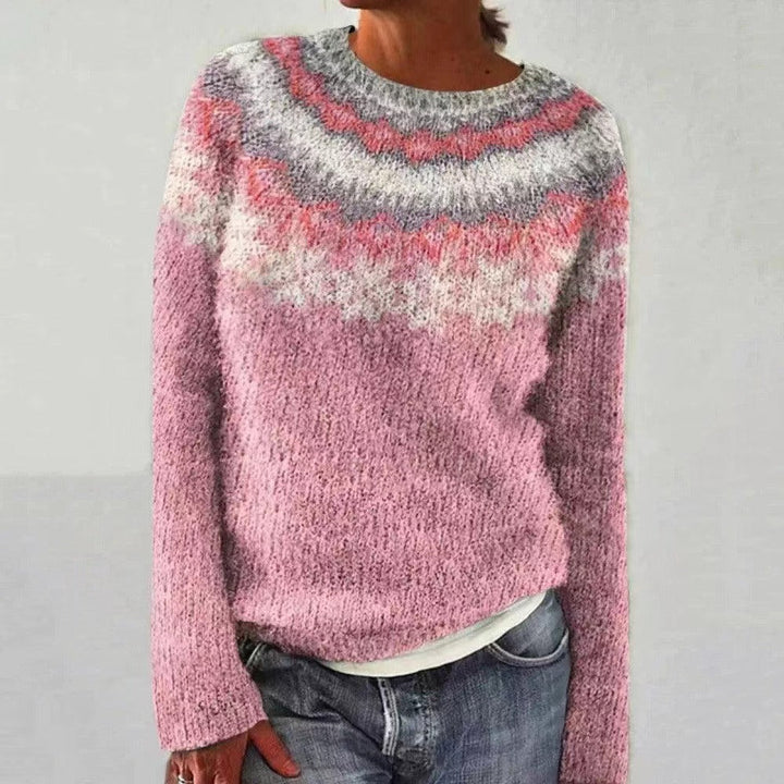 Women's reindeer knit Christmas sweater in pink