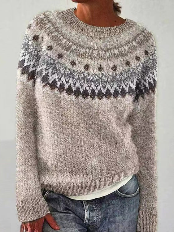 Women's reindeer knit Christmas sweater in dark brown