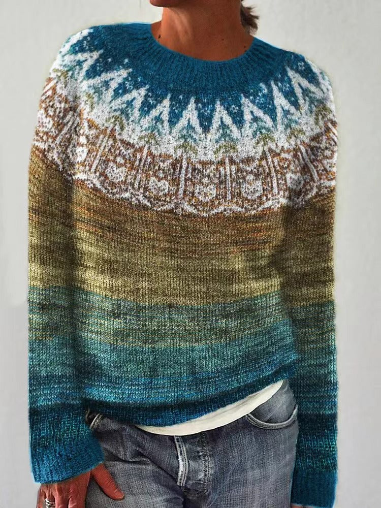 Women's reindeer knit Christmas sweater in green