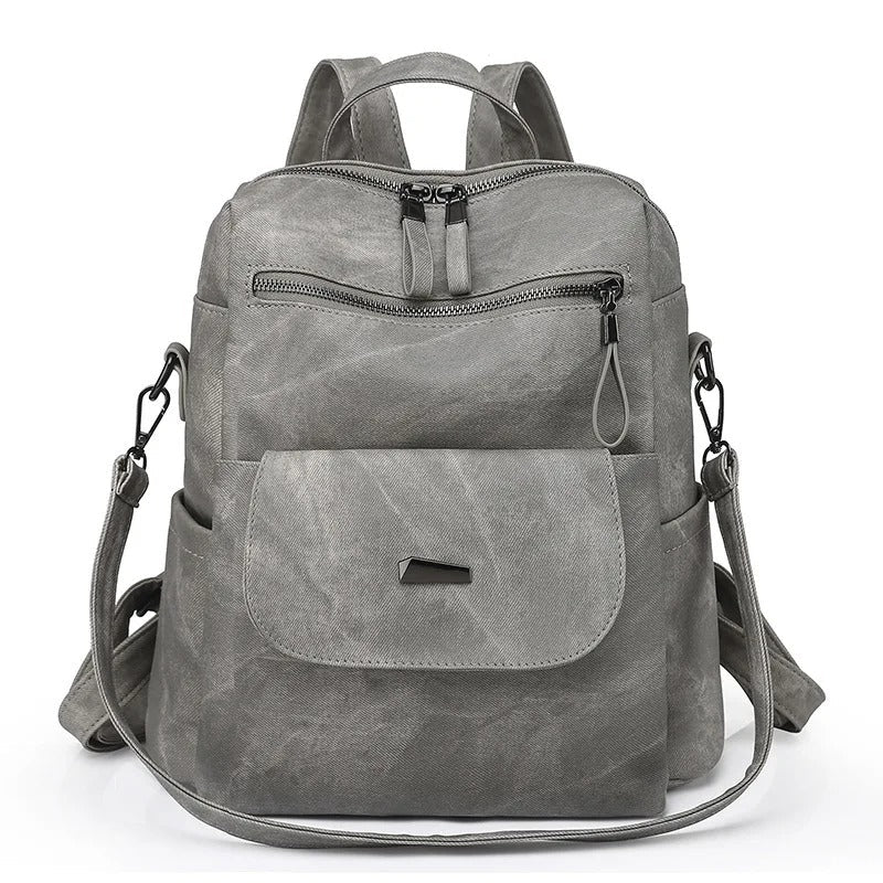 Multi-pocket everyday backpack grey