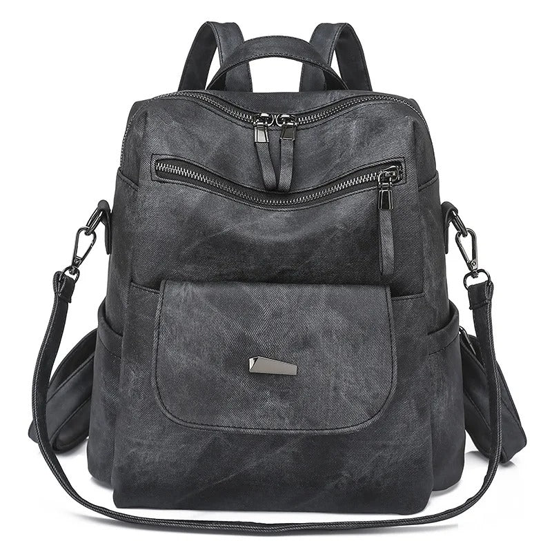Multi-pocket everyday backpack black
