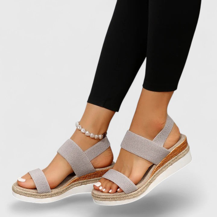 Orthopedic Knit Platform Sandals - Gray
