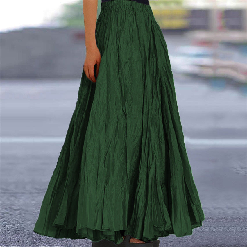 Ondine pleated maxi skirt dark green