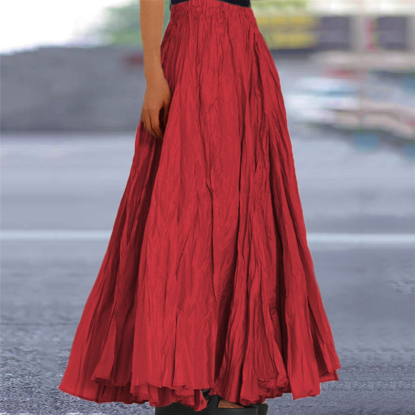 Ondine pleated maxi skirt red