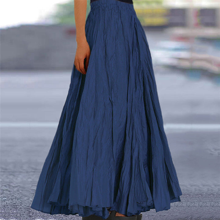 Ondine pleated maxi skirt royal blue