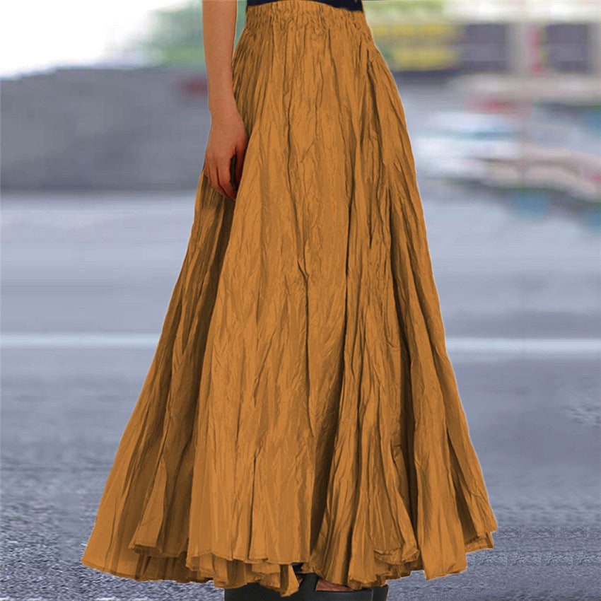 Ondine pleated maxi skirt brown