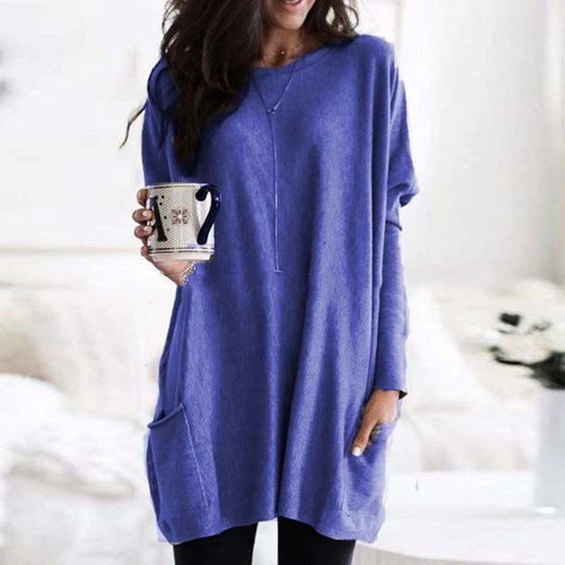 Purple long tunic knit fall sweater for women