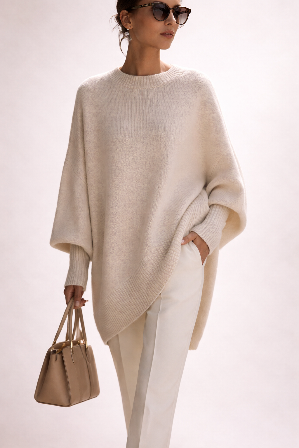 Women's wide-sleeve knit sweater