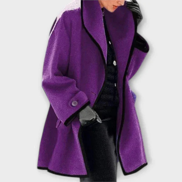Women's contrast trim tailored trench coat purple