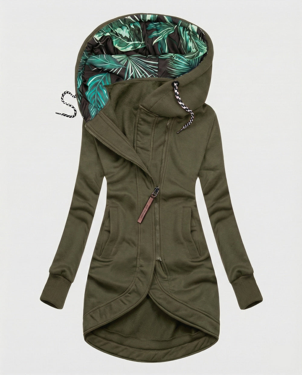 Women's hooded winter coat in army green