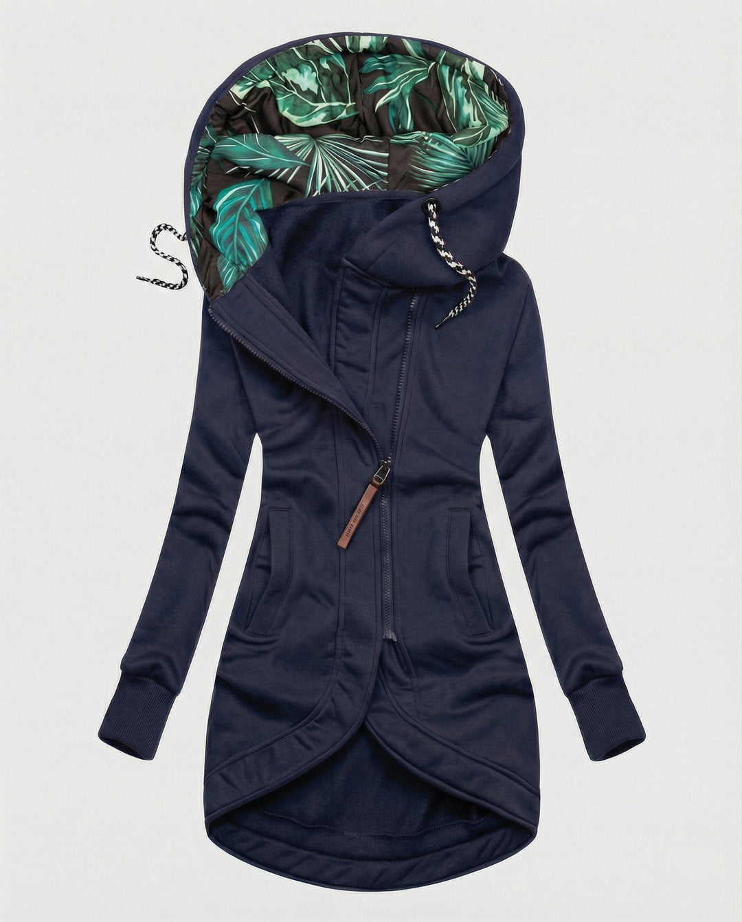 Women's hooded winter coat in navy blue