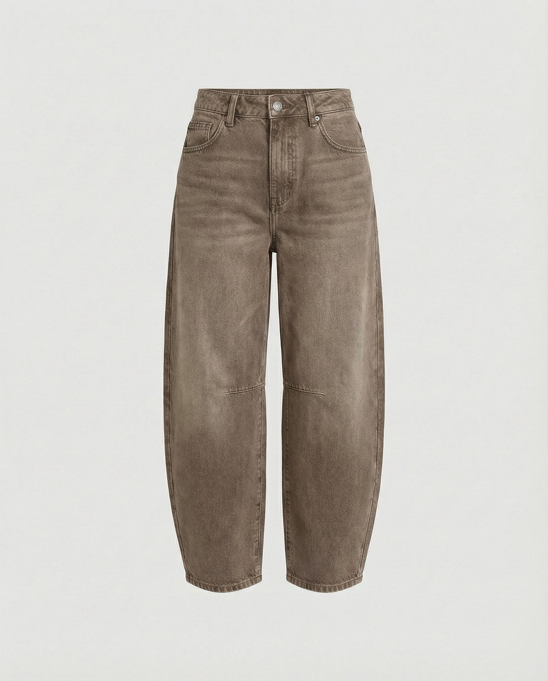 Women's mid rise barrel leg jeans in dark brown