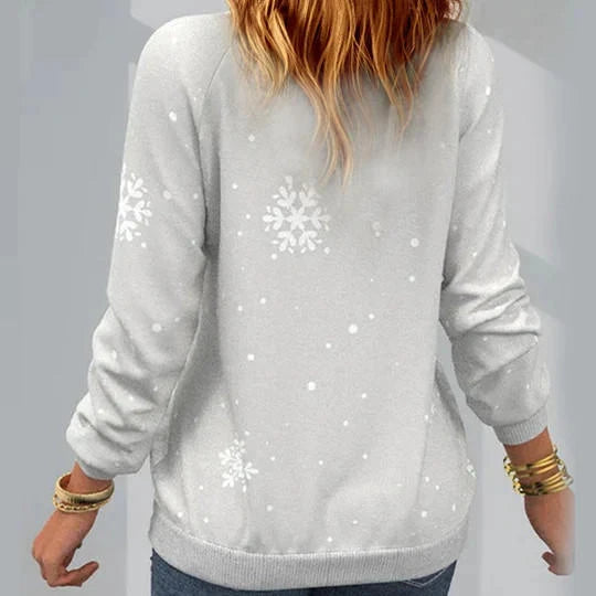 Women's Christmas tree print crew neck sweatshirt back view