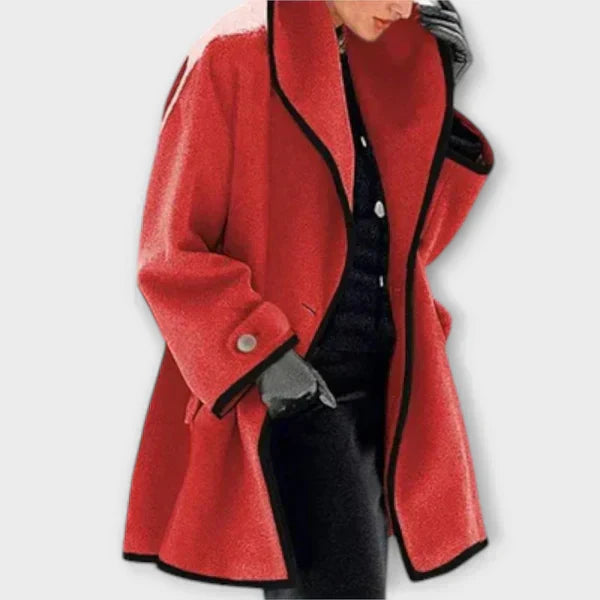 Women's contrast trim tailored trench coat red