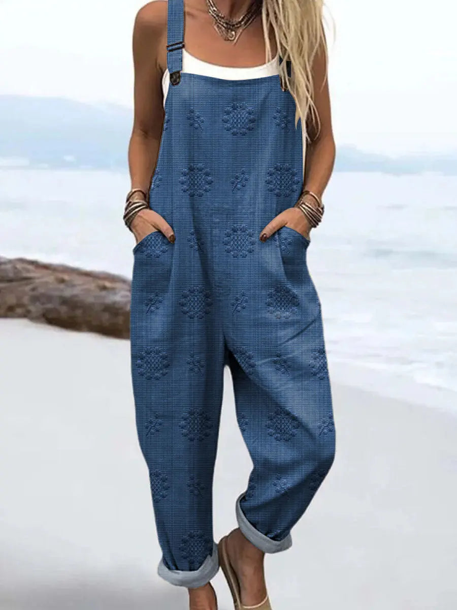 Relaxed strappy jumpsuit with pockets in blue