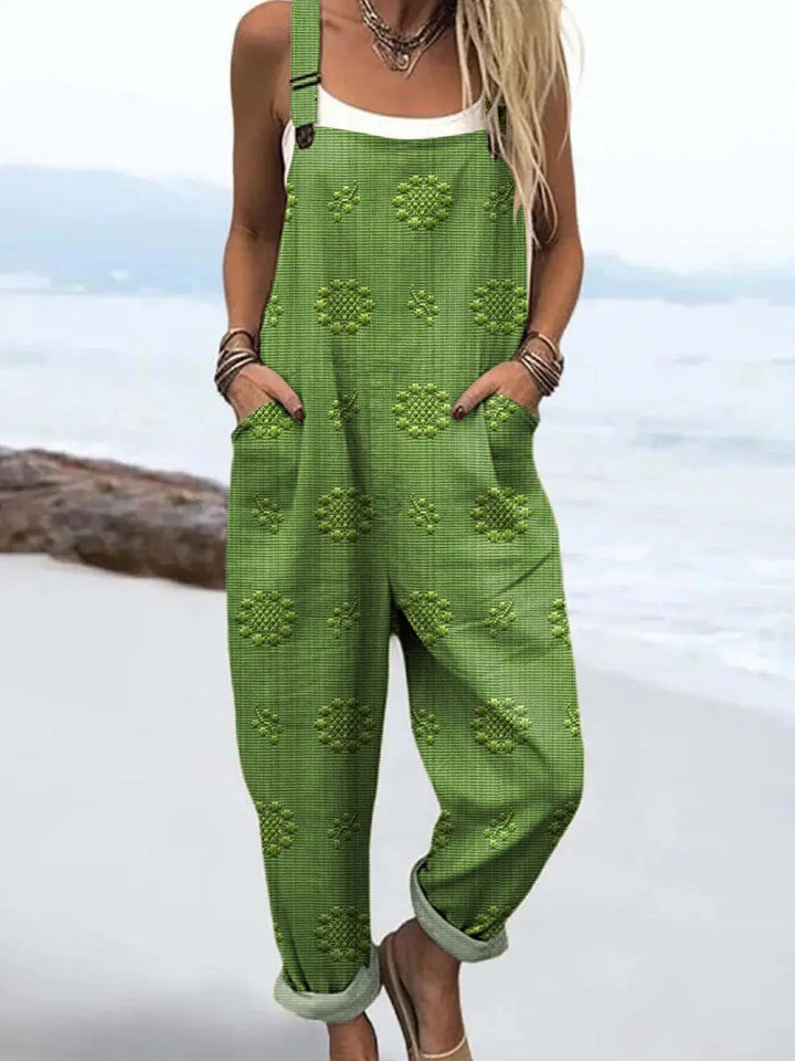 Relaxed strappy jumpsuit with pockets in green