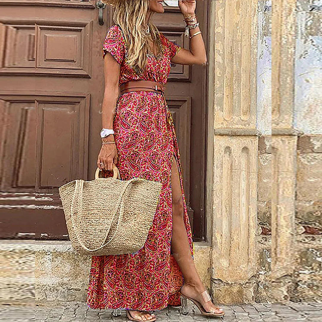Airy boho maxi dress in pink