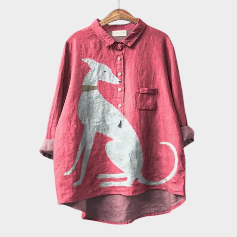 Women's artistic print summer blouse - pattern 6