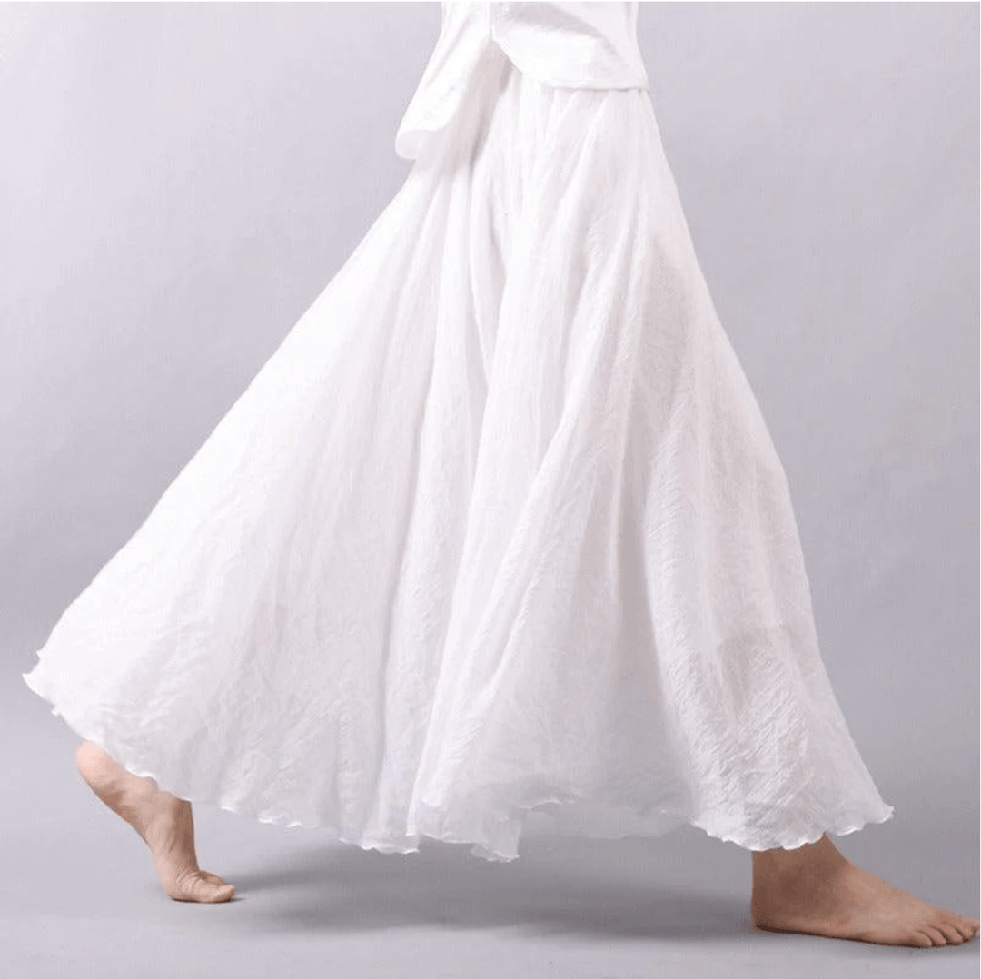 Solange flowy boho ruffle maxi skirt in white