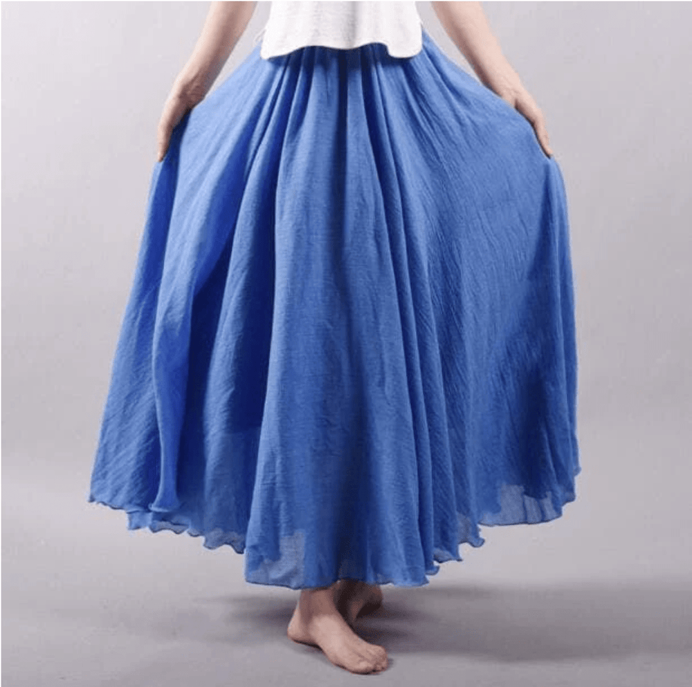 Solange flowy boho ruffle maxi skirt in blue