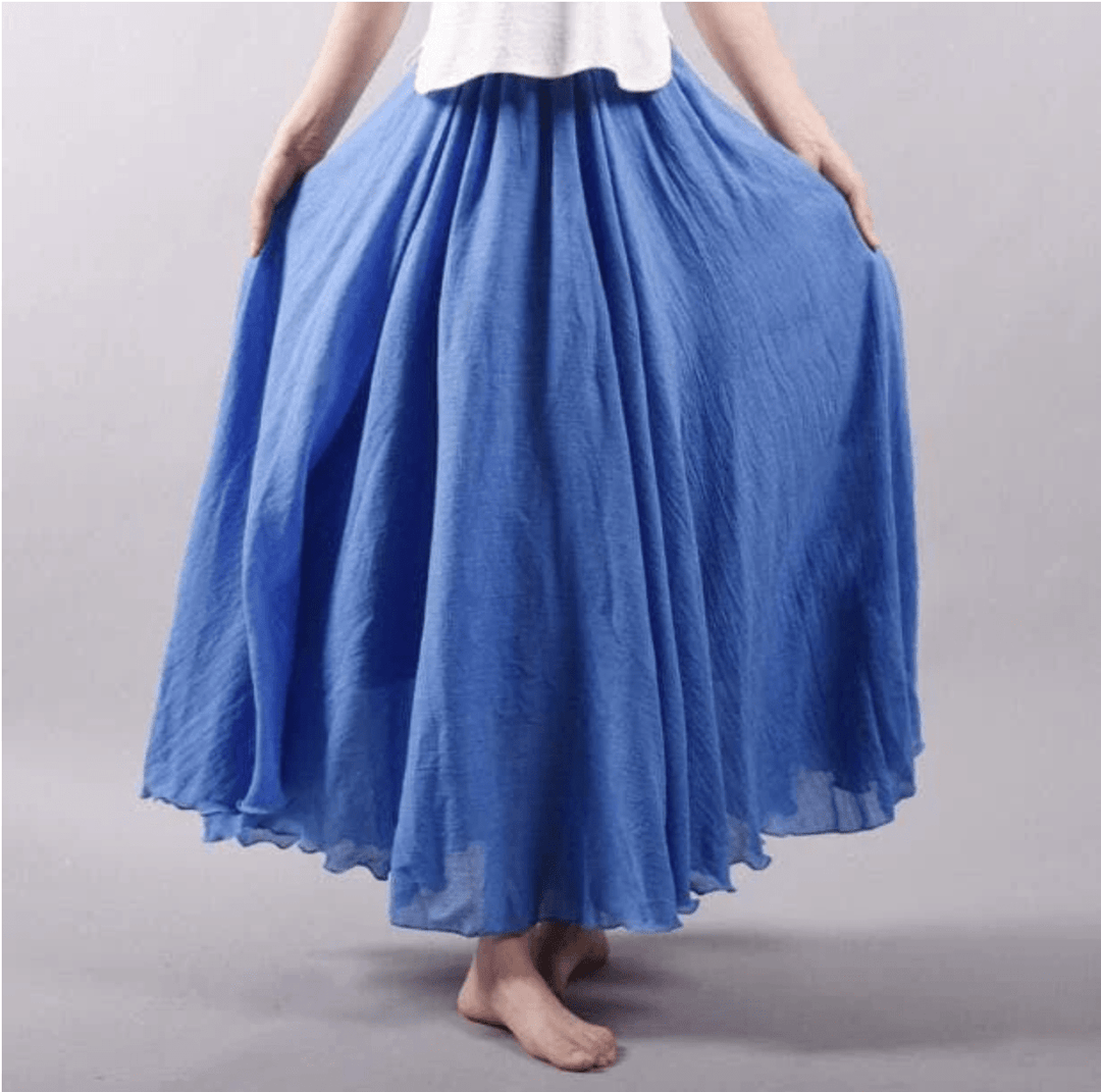Solange flowy boho ruffle maxi skirt in blue