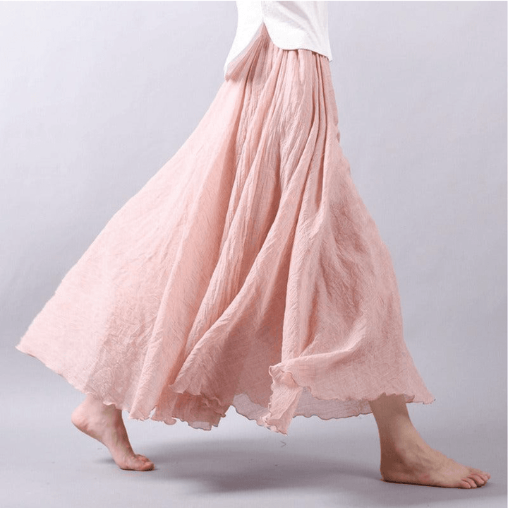 Solange flowy boho ruffle maxi skirt in pink