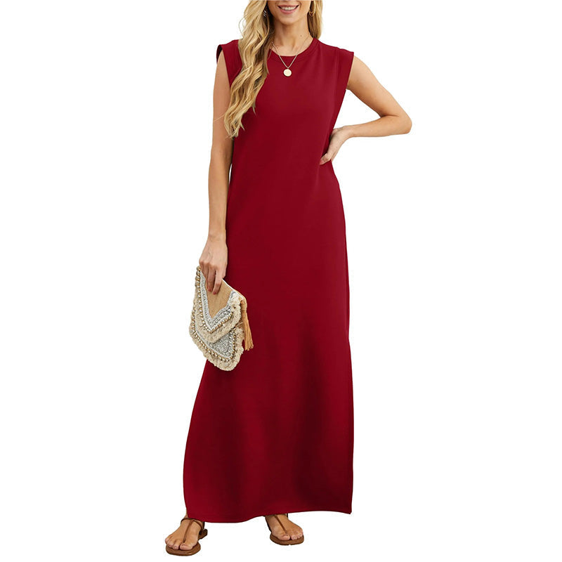 Sleeveless relaxed maxi dress in red