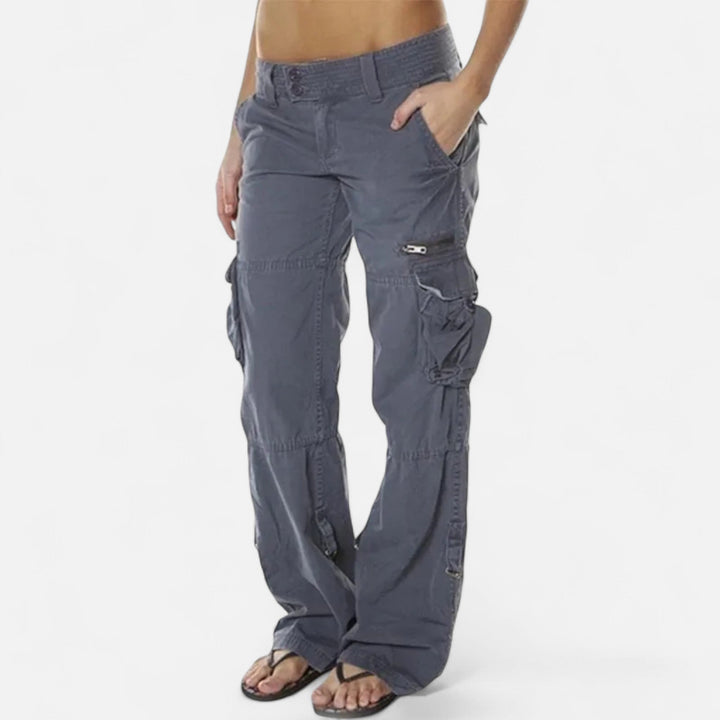 Straight-leg cargo pants for women in grey