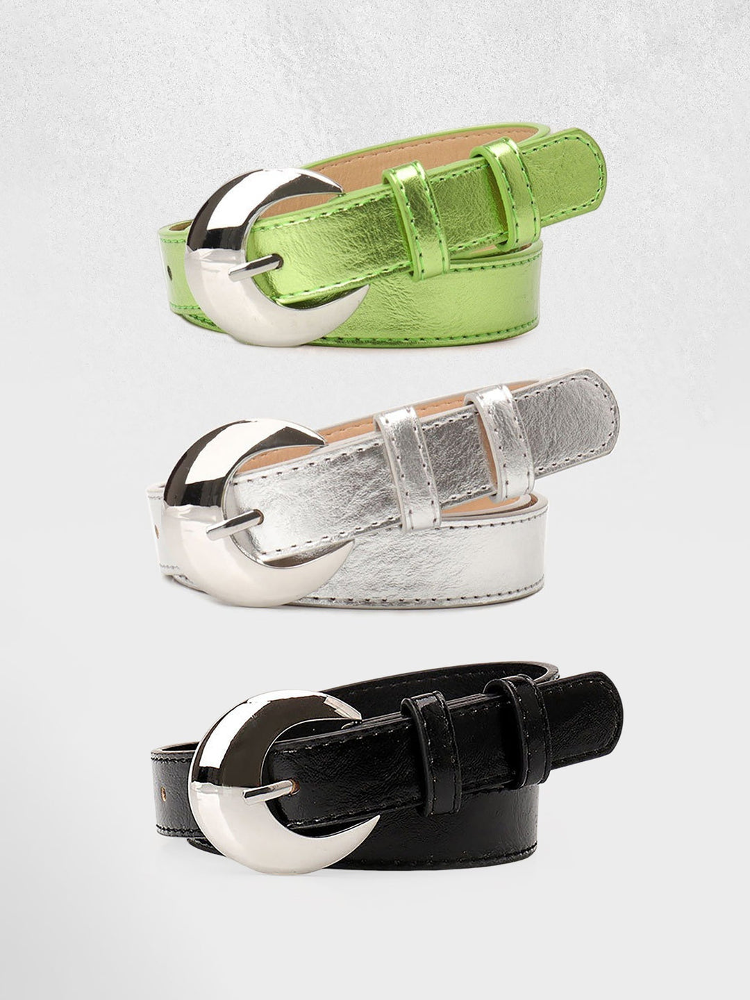 Women's 3-piece everyday belt set in green