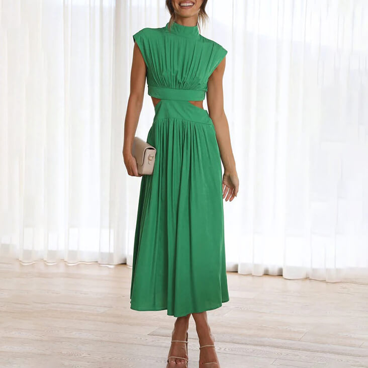 Halter Neck Summer Dress - Green