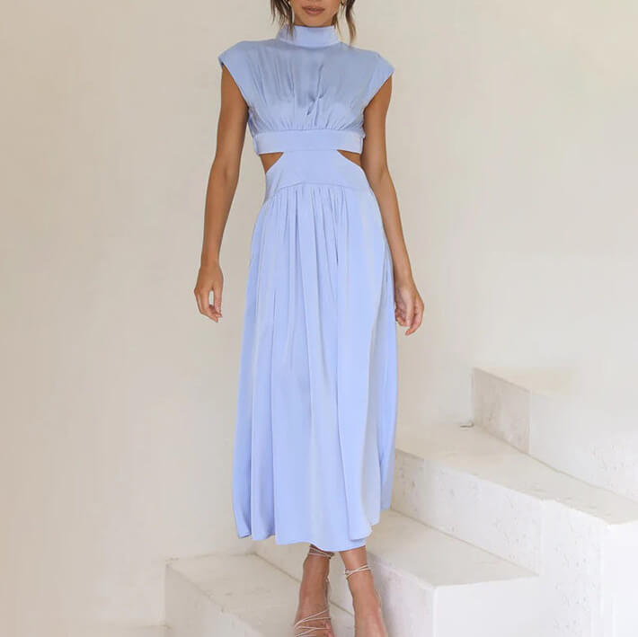 Halter Neck Summer Dress - Blue