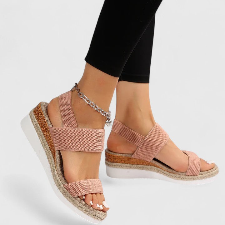 Orthopedic Knit Platform Sandals - Pink