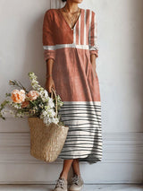 Women's Two-Tone Pocket Midi Dress