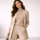 Women's Three Piece Knit Lounge Set with Cardigan