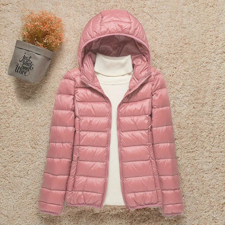 Women's Hooded Packable Puffer Jacket - Pink