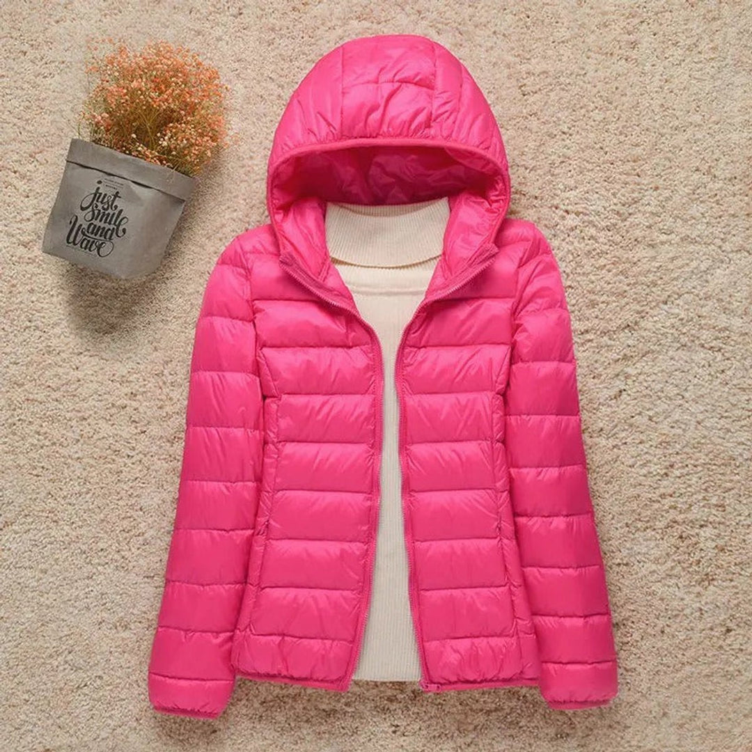 Women's Hooded Packable Puffer Jacket - Fuchsia