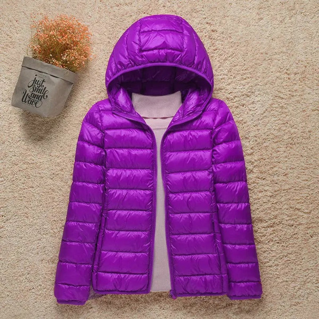 Women's Hooded Packable Puffer Jacket - Lilac