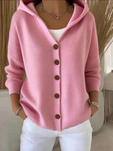 Women's Hooded Button-Front Knit Cardigan