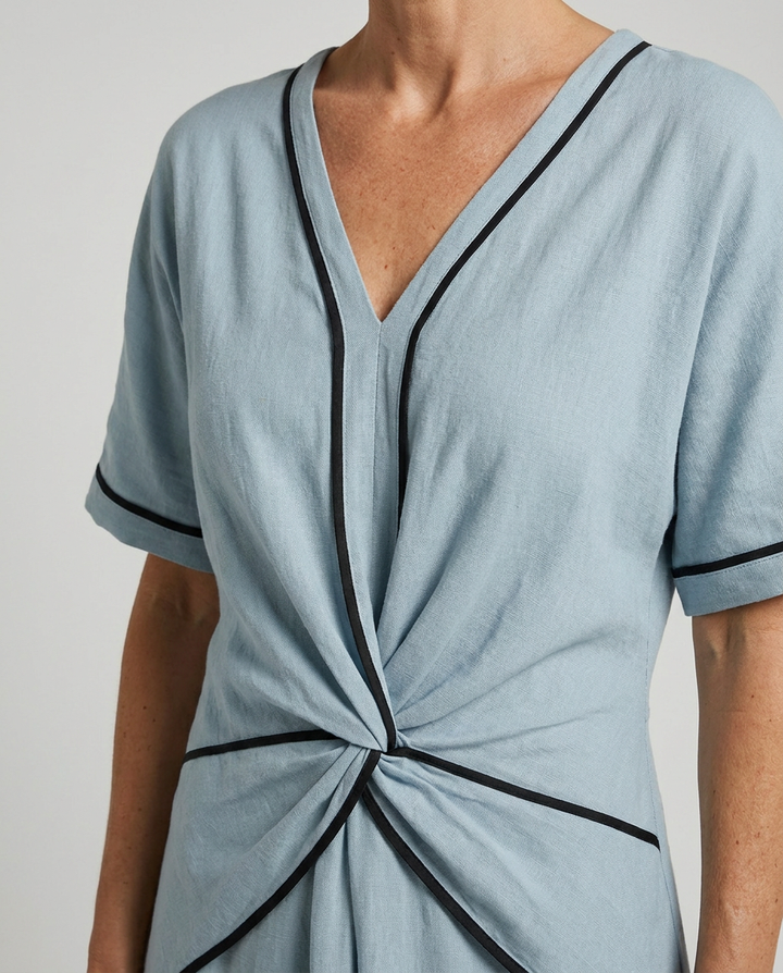 Twist-Front V-Neck Maxi Dress