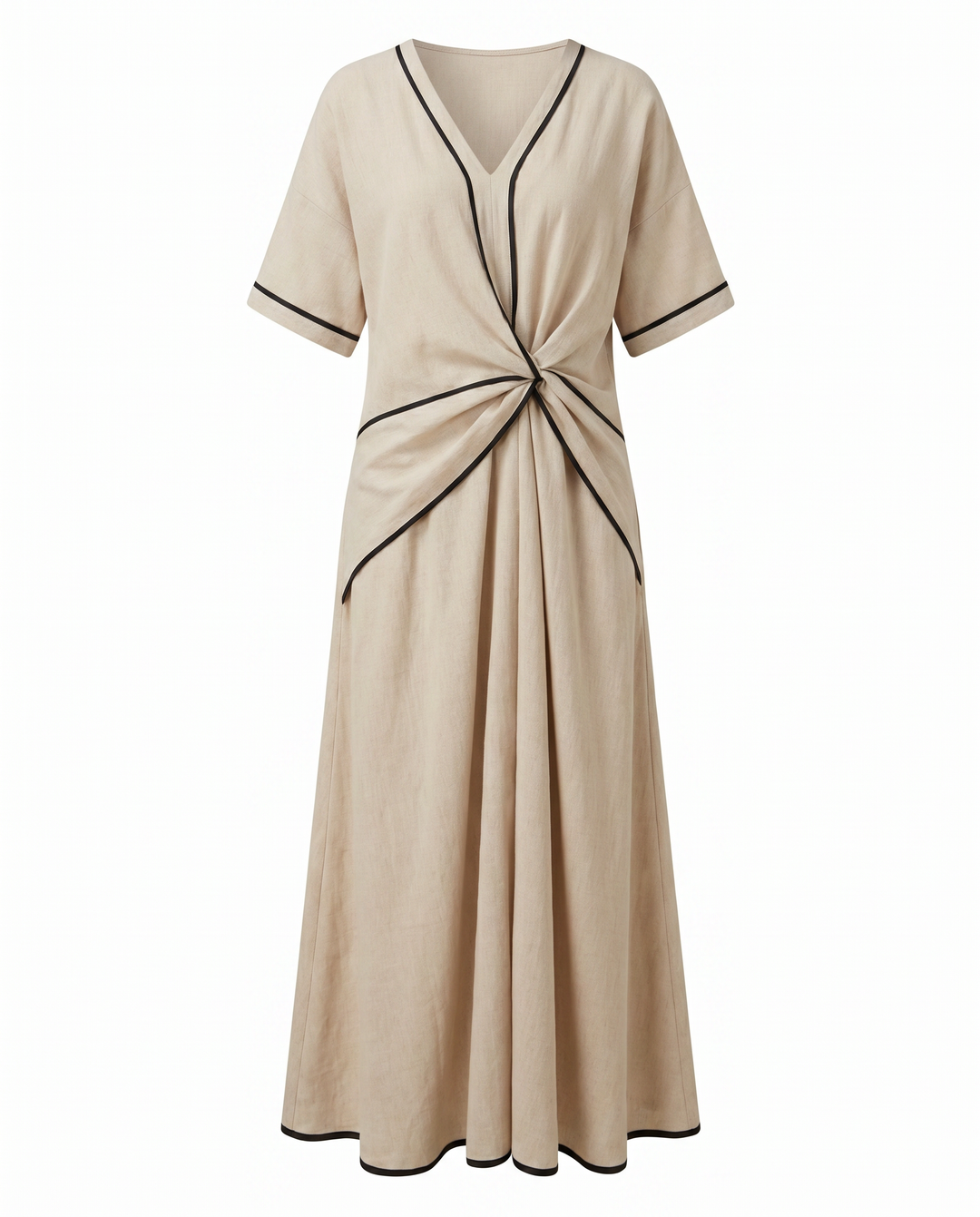 Twist-Front V-Neck Maxi Dress