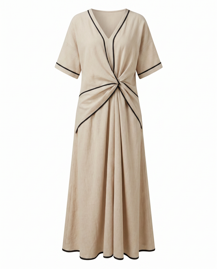Twist-Front V-Neck Maxi Dress