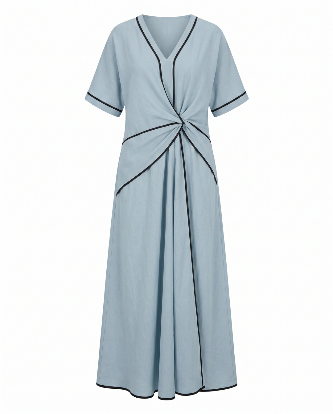 Twist-Front V-Neck Maxi Dress