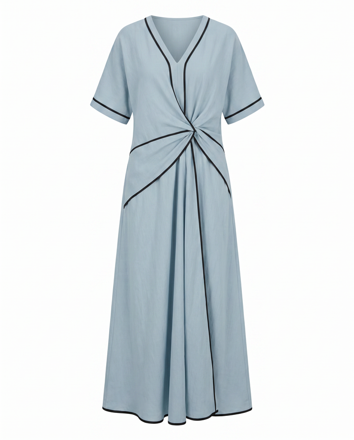 Twist-Front V-Neck Maxi Dress